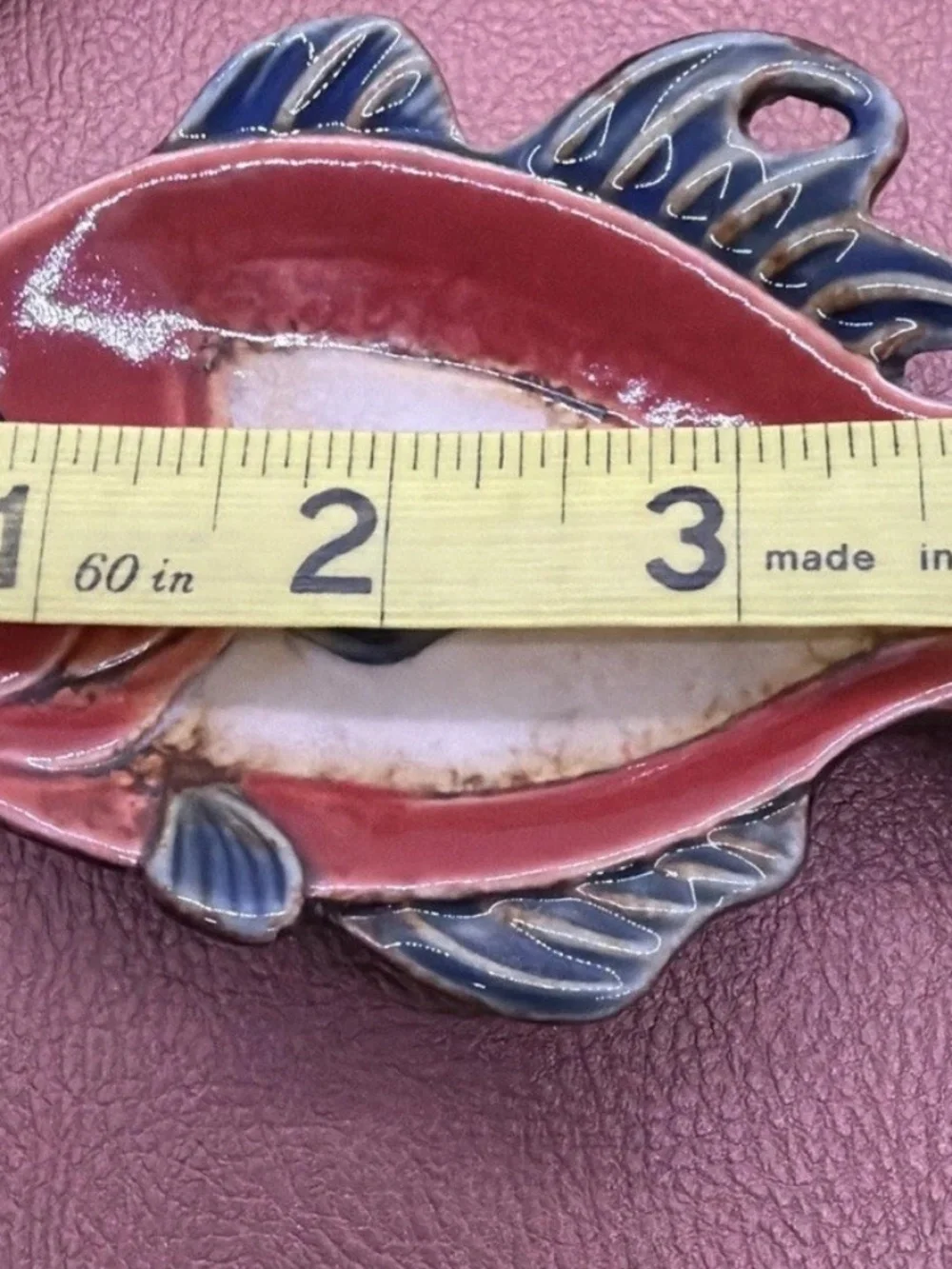 Pier 1 Imports Fish Ceramic Decorative 3 Dipping Dishes Red Fin Spoon Rest